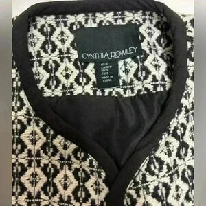 Cynthia Rowley Women’s Black White Printed Long Sleeve Jacket Size Small